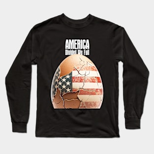 America: Divided We Fall on a Dark Background Long Sleeve T-Shirt